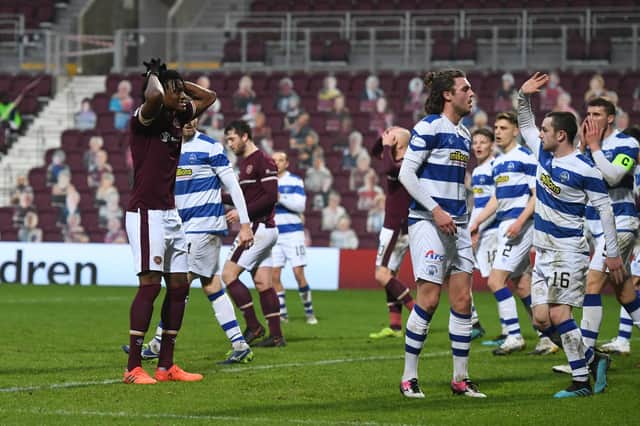 Hearts fans were left unimpressed with their team's performance against Morton. Picture: SNS