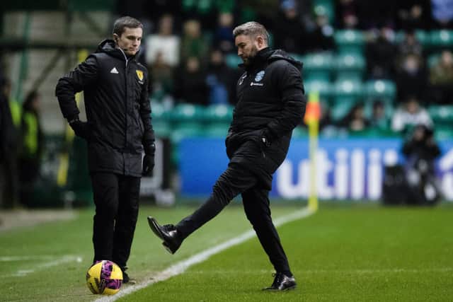 Lee Johnson watched his Hibs side lose their seven-game unbeaten league run with a 4-1 defeat to Rangers art Easter Road. Picture: SNS