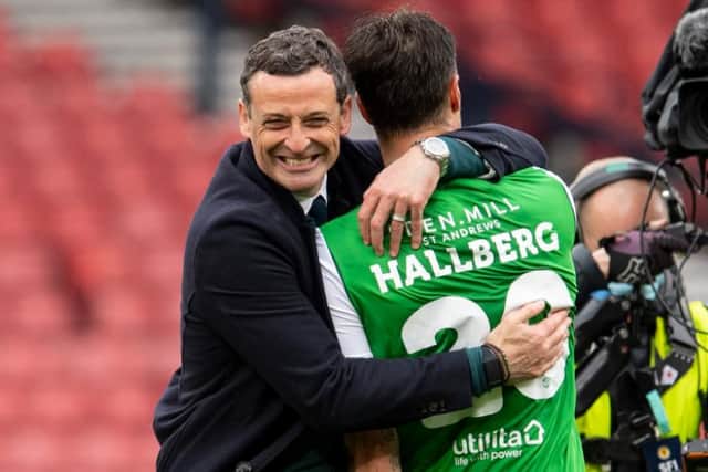 Hugs for Hallberg: Has the Swede given Jack Ross pause for thought in terms of his cup final selection?