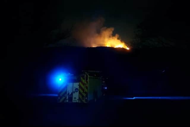 Fire crews were on the scene at Arthur's Seat last night. Photo by Annabelle Gauntlet.