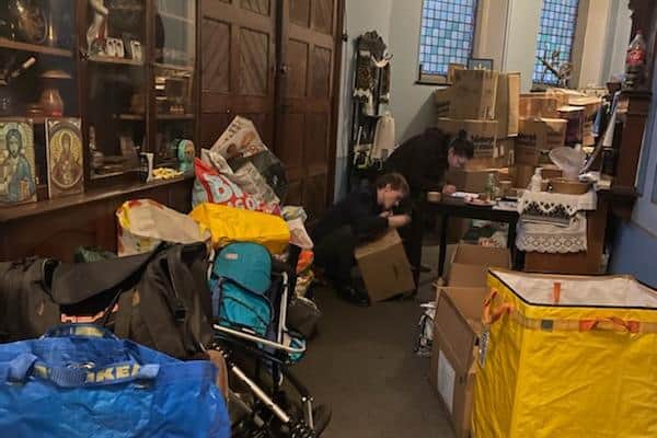 The church is filled to the brim with donations from Edinburgh locals.