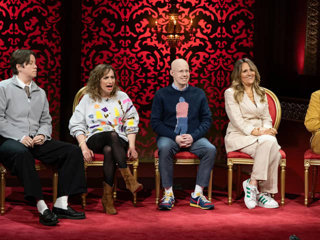 The contestants for series 22 of Taskmaster, which started this week. From left, Chloe Petts, Isy Suttie, Matt Lucas, Nina Conti and Richard Ayoade (Picture: Avalon Television Ltd/Channel 4)