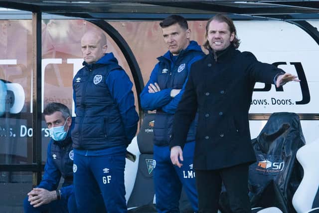Hearts manager Robbie Neilson, right.