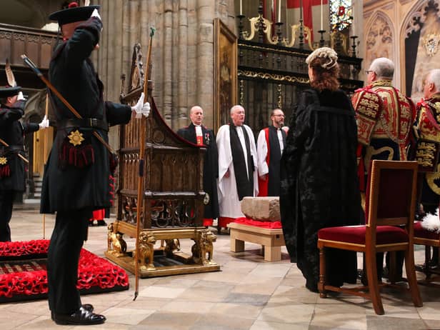 A service is held to mark the arrival of the Stone of Destiny at Westminster Abbey (Picture: Susannah Ireland/PA)