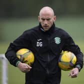 David Gray takes training at HTC ahead of Hibs' final game of the season against St Johnstone