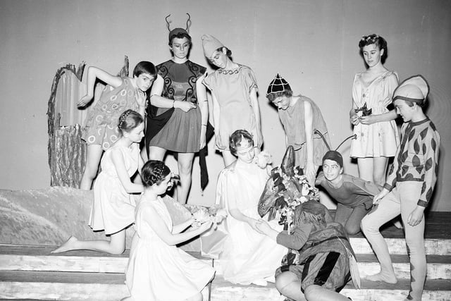 George Watson's Ladies College pupils rehearse A Midsummer's Night Dream in June 1958.