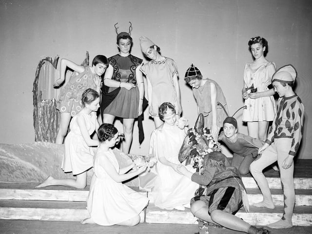 George Watson's Ladies College pupils rehearse A Midsummer's Night Dream in June 1958.