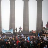 People attend an anti-monarchy rally on Calton Hill in Edinburgh on the day of King Charles' coronation (Picture: Andy Buchanan/AFP via Getty Images)