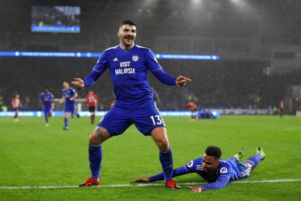 Callum Paterson after scoring for Cardiff City against Southampton in the Premier League in 2018. Picture: Getty