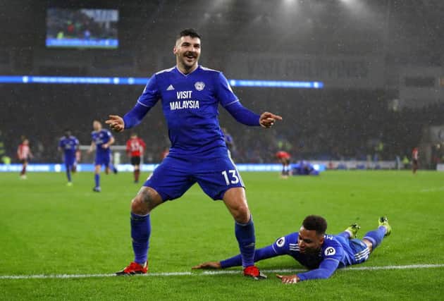 Callum Paterson after scoring for Cardiff City against Southampton in the Premier League in 2018. Picture: Getty