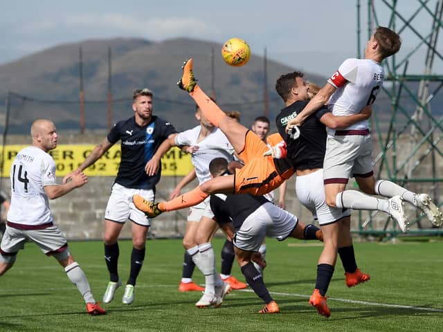 Action from Hearts' last competitive match against raith at Stark's Park