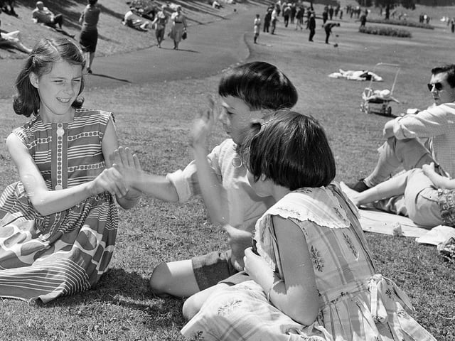 Children playing in Princes Street Gardens in the 1962 Edinburgh heatwave.