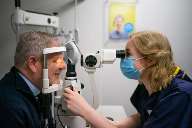 Edinburgh Central MSP Angus Robertson undergoes an eye test at the new £3 million Optical Express clinic in Edinburgh.