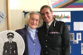 Retired police constable, Marcy d’Arcy Kincaid, joined Assistant Chief Constable Emma Bond at St Leonards Police Station to celebrate her career and legacy in the police force