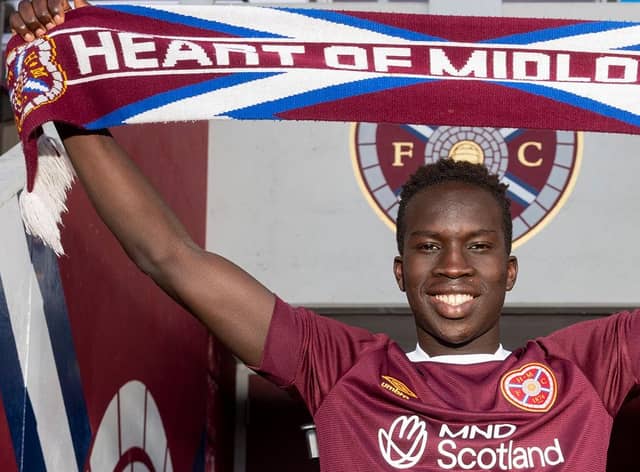 Garang Kuol has completed a loan move to Hearts. Pic: Heart of Midlothian FC