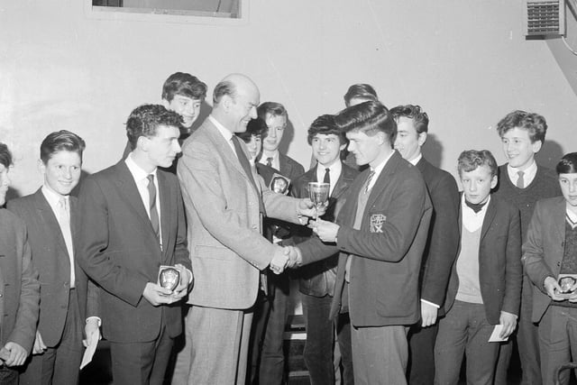 The presentation of prizes at Fette-Loretto Boys Club in March 1964.