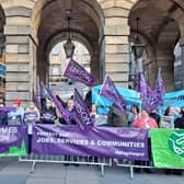 Protesters demonstrated against the care home closures outside the City Chambers ahead of the IJB meeting