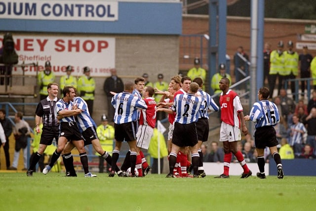 The infamous Paulo Di Canio referee push against Arsenal in September 1998.