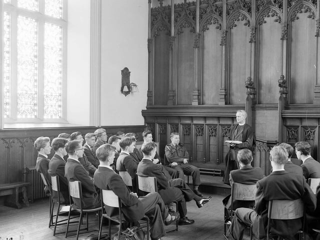 Boys in the George Heriot's School Chapel in May 1959.