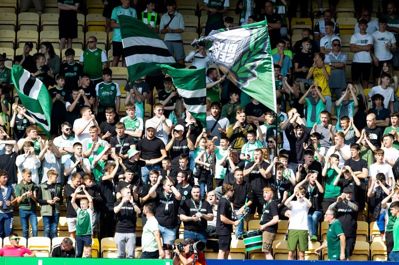 Block 7 fans get right behind the team against Livingston at the Tony Macaroni Arena in August. Hibs lost 2-1
