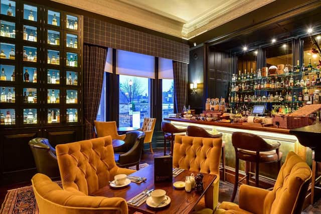The hotel claims  it offers "the widest and the finest selections of rare and vintage whiskies in Edinburgh" as well as a fine selection of wines, craft and artisanal gins.
