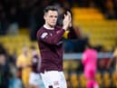 Lawrence Shankland sporting the captain's armband after Hearts' 0-0 draw with Livingston at the weekend. Picture: SNS