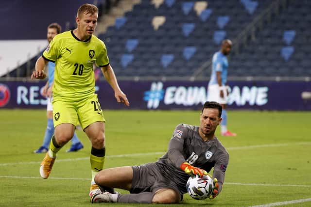 Ofir Marciano in action for Israel against the Czech Republic in a UEFA Nations League match
