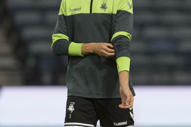 Deividas Cesnauskis on international duty for Lithuania at Hampden in 2016