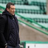 Hibs manager Jack Ross relays instructions to his players during the 2-0 win over Aberdeen at Easter Road on Saturday. (Photo by Ross Parker / SNS Group)