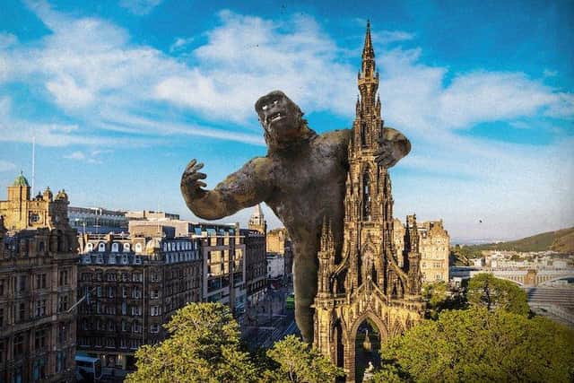 Mighty Joe Young climbs the Scott Monument (Picture: National Galleries of Scotland/SWNS.com)
