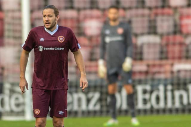 EDINBURGH, SCOTLAND - SEPTEMBER 26: Peter Haring makes his comeback from injury during a pre-season friendly match between Hearts and Partick Thistle at Tynecastle Stadium on September 26, in Edinburgh, Scotland (Photo by Mark Scates / SNS Group)