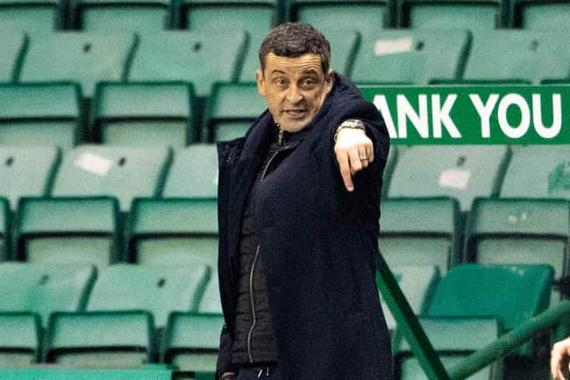Hibs manager Jack Ross gets his point across during his side's Betfred Cup victory over Dundee. Photo by Paul Devlin / SNS Group