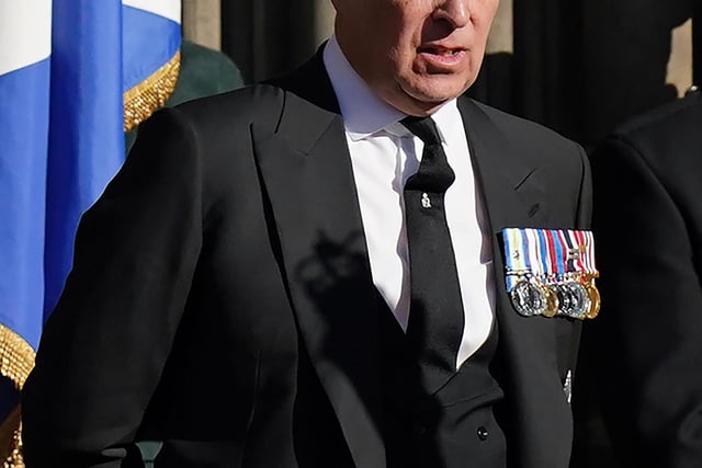 The Duke of York leaving a Service of Prayer and Reflection for the Life of Queen Elizabeth II at St Giles' Cathedral, Edinburgh.