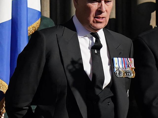 The Duke of York leaving a Service of Prayer and Reflection for the Life of Queen Elizabeth II at St Giles' Cathedral, Edinburgh.