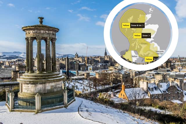 The Met Office have warned that snow and ice will affect several areas of Scotland, including Lothian and the Borders.