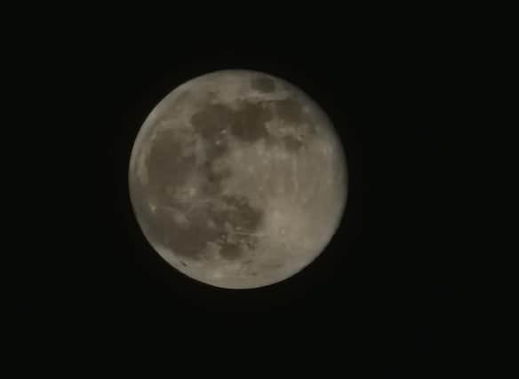 A close-up shot of the full moon in all its glory above Midlothian, taken at about 7.45pm on January 7 by Twitter user Allasan Seòras Buc.
