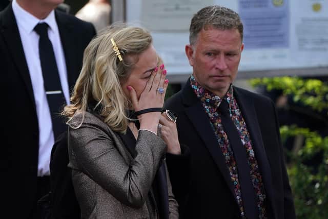 Kelsey Parker at the funeral of her husband and The Wanted star Tom Parker.