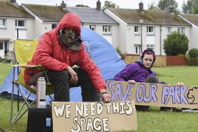 Residents camped out on the green for days in last year's protest