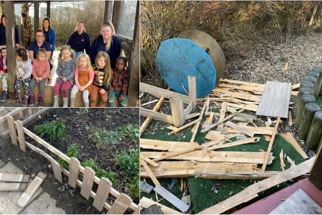 A group of youths destroyed the outdoor shelter of Smilechildcare in Wester Hailes with golf clubs this weekend.
