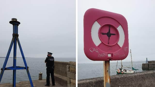 Life-saving equipment has been vandalised at Musselburgh Harbour and police have warned this could have 'serious repercussions' (Photo: Police Scotland).