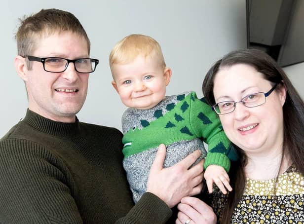 Pamela Mackenzie with her miracle son Patrick and husband. (Photo credit: SWNS)