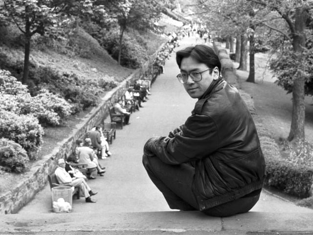 'The Remains of the Day' author Kazuo Ishiguro in Princes Street Gardens during a visit to Edinburgh in May 1989.