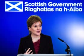 First Minister Nicola Sturgeon answers questions during a press conference at St Andrews House on Monday.  Picture: Andy Buchanan/PA Wire