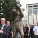 Scottish boxing legend Ken Buchanan stands beside his statue in Edinburgh (Picture: Neil Johnstone)