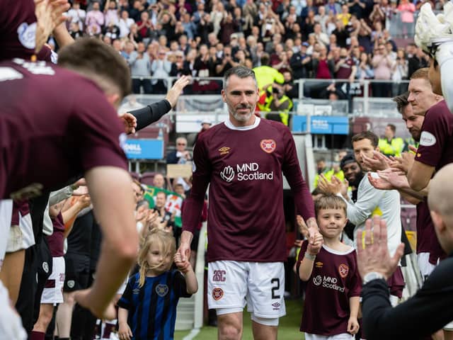 Michael Smith received a guard of honour after the final game of the season against Hibs. Picture: SNS