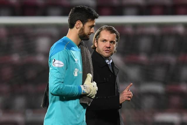 Hearts manager Robbie Neilson with goalkeeper Craig Gordon.