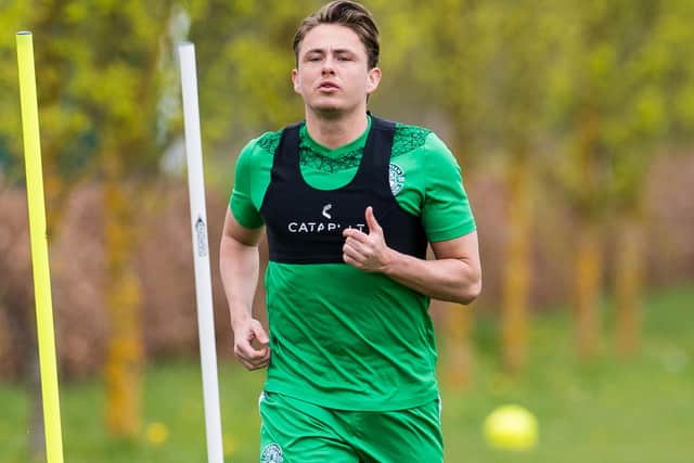 Scott Allan during a Hibs training session. Photo by Ross Parker / SNS Group
