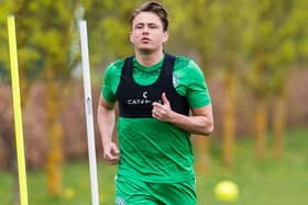 Scott Allan during a Hibs training session. Photo by Ross Parker / SNS Group