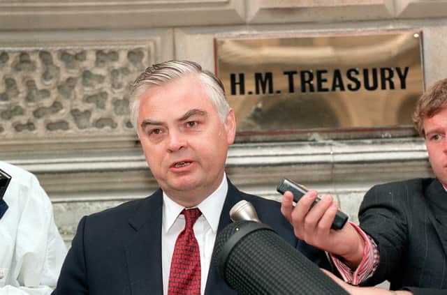 Conservative Chancellor Norman Lamont, pictured in 1992, was blamed for the 'Black Wednesday' Sterling crisis (Picture: Jim James/PA)