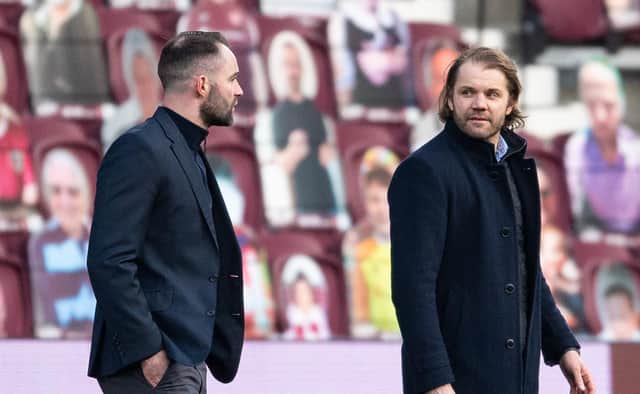 Dundee manager James McPake and his Hearts counterpart Robbie Neilson.